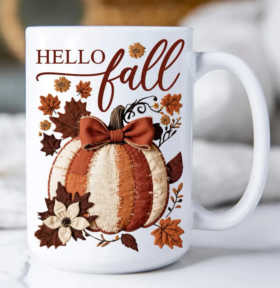 Avery Lane Gifts Hello Fall Quilted Pumpkin krus 443 ml