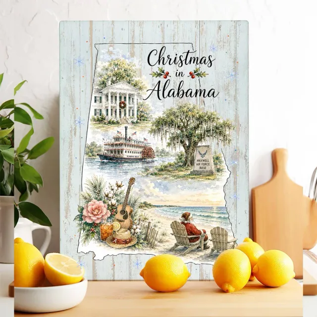 Avery Lane Gifts Christmas in Alabama State Map skærebræt glas 28x38