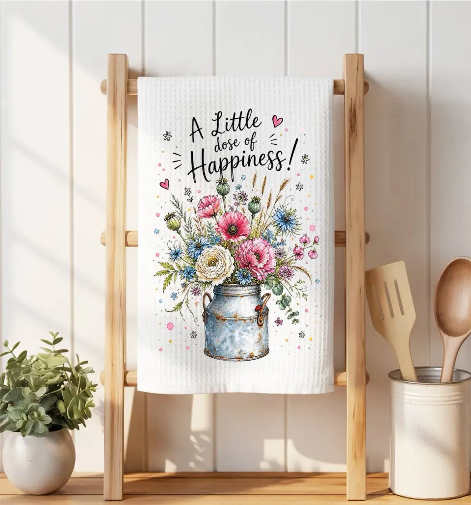Avery Lane Gifts Happiness vaffelklud blomster mikrofiber
