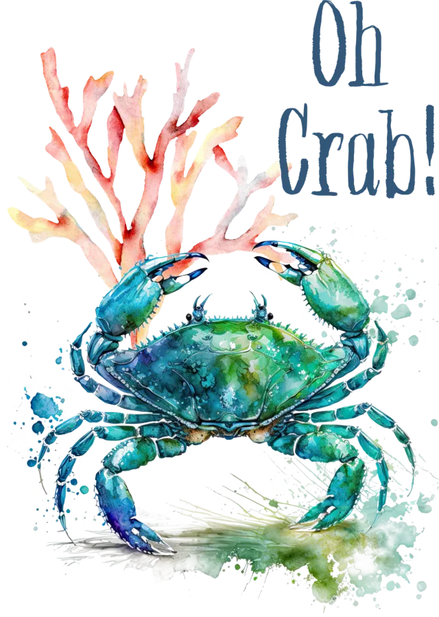 Avery Lane Gifts Coastal Beach Oh Crab viskestykke blå krabbe