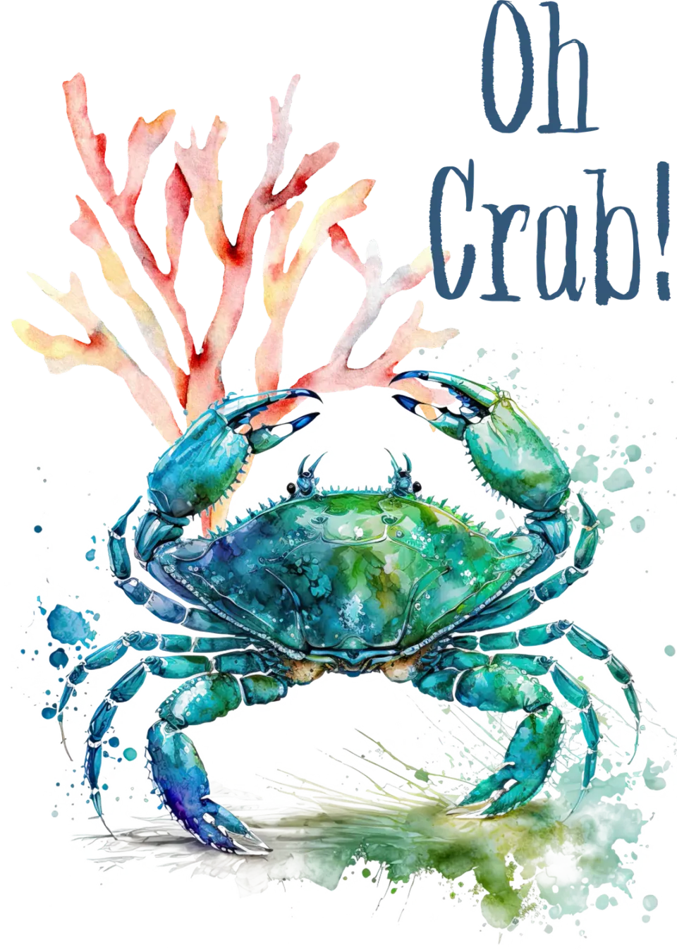 Avery Lane Gifts Coastal Beach Oh Crab viskestykke blå krabbe