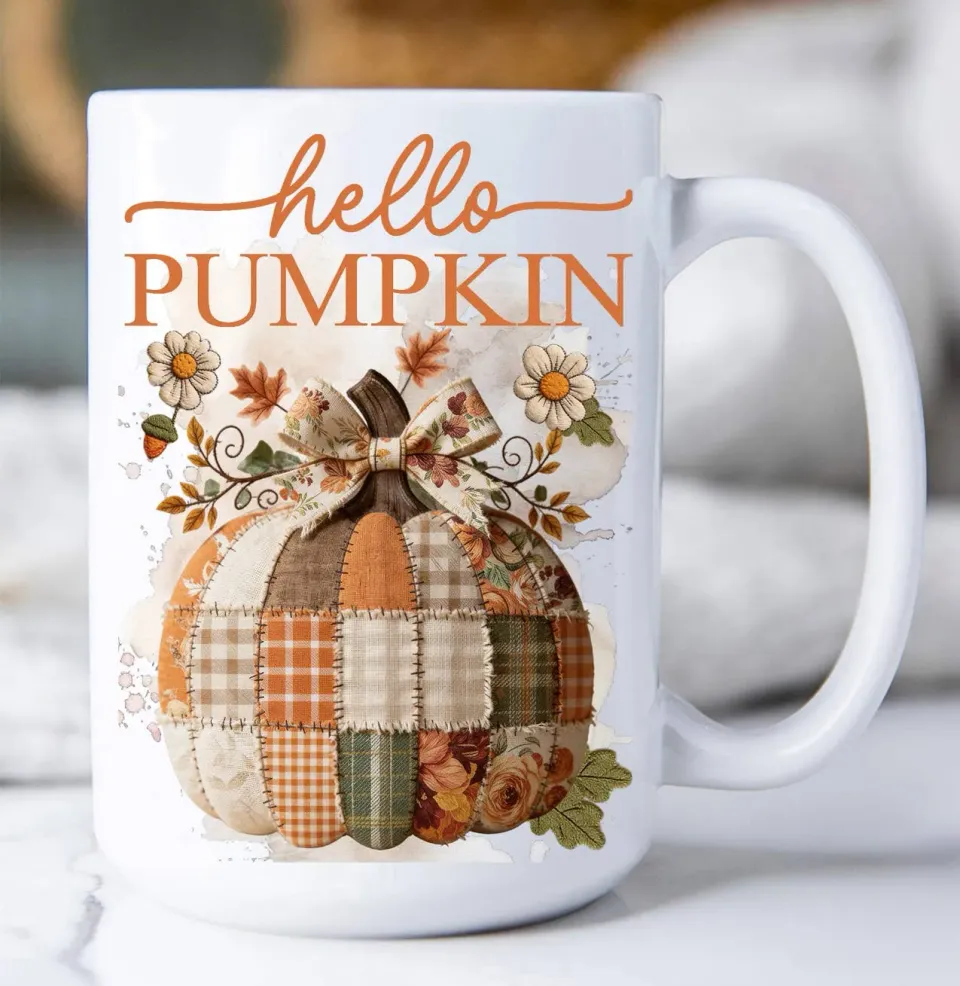 Avery Lane Gifts Hello Pumpkin krus hvid 443 ml efterår