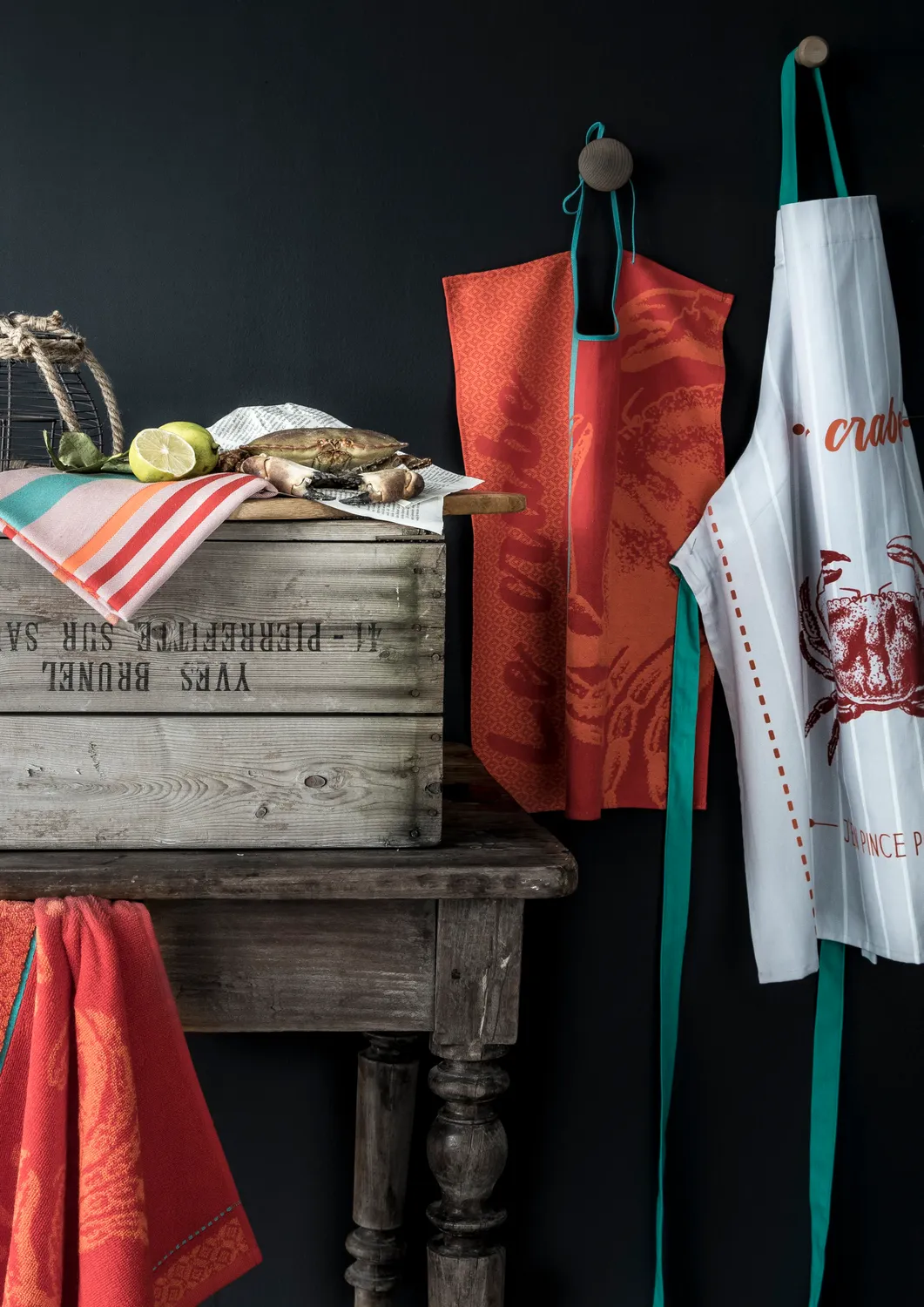Coucke Red Crab viskestykke 50x75 cm rød bomuld