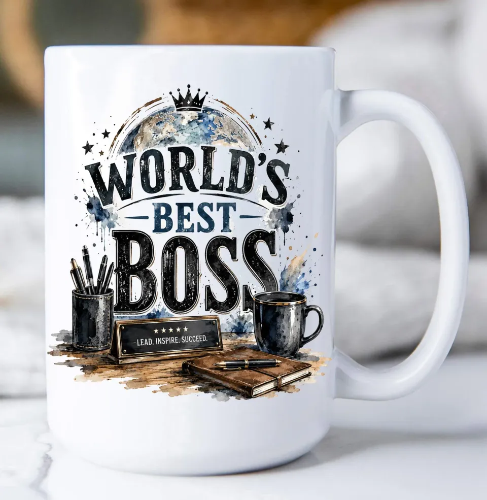 Avery Lane Gifts World Best Boss krus keramik 443 ml hvidt