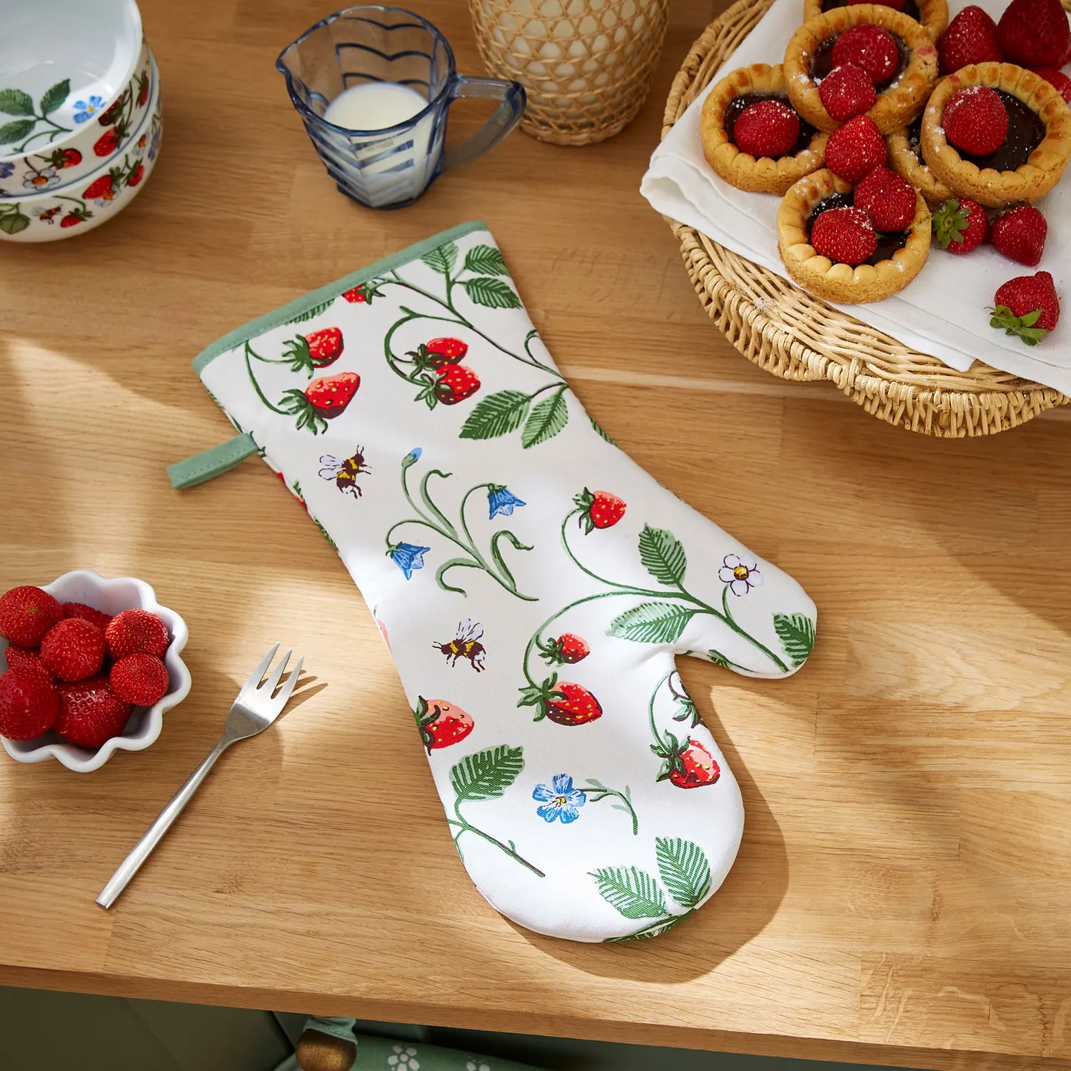 Ulster Weavers Strawberry Patch ovnhandske grøn bomuld