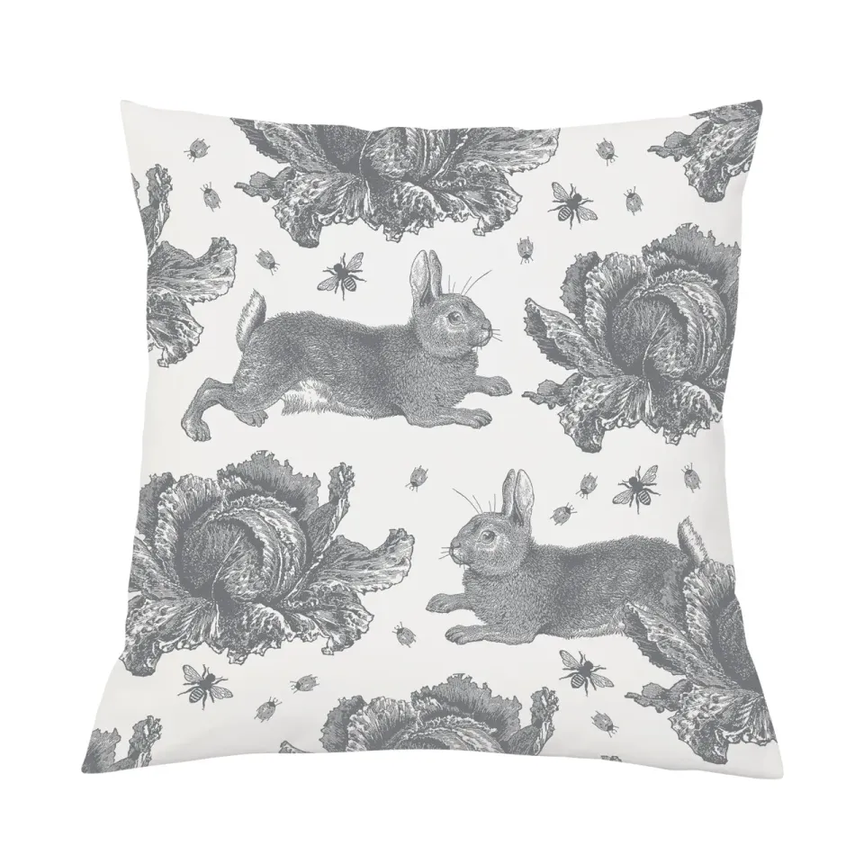Thornback & Peel Rabbit & Cabbage pudebetræk grå 45x45
