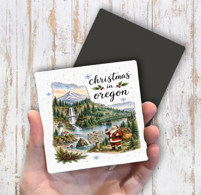 Avery Lane Gifts Christmas Oregon køleskabsmagnet 10x10 cm