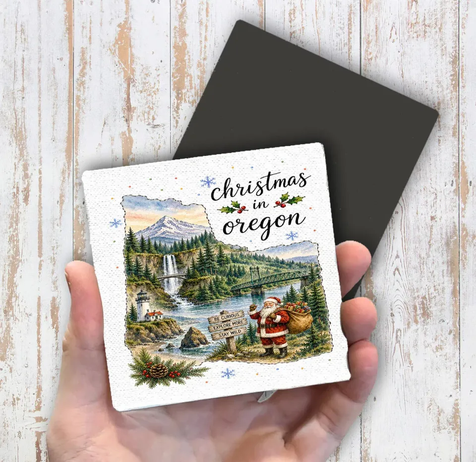 Avery Lane Gifts Christmas Oregon køleskabsmagnet 10x10 cm