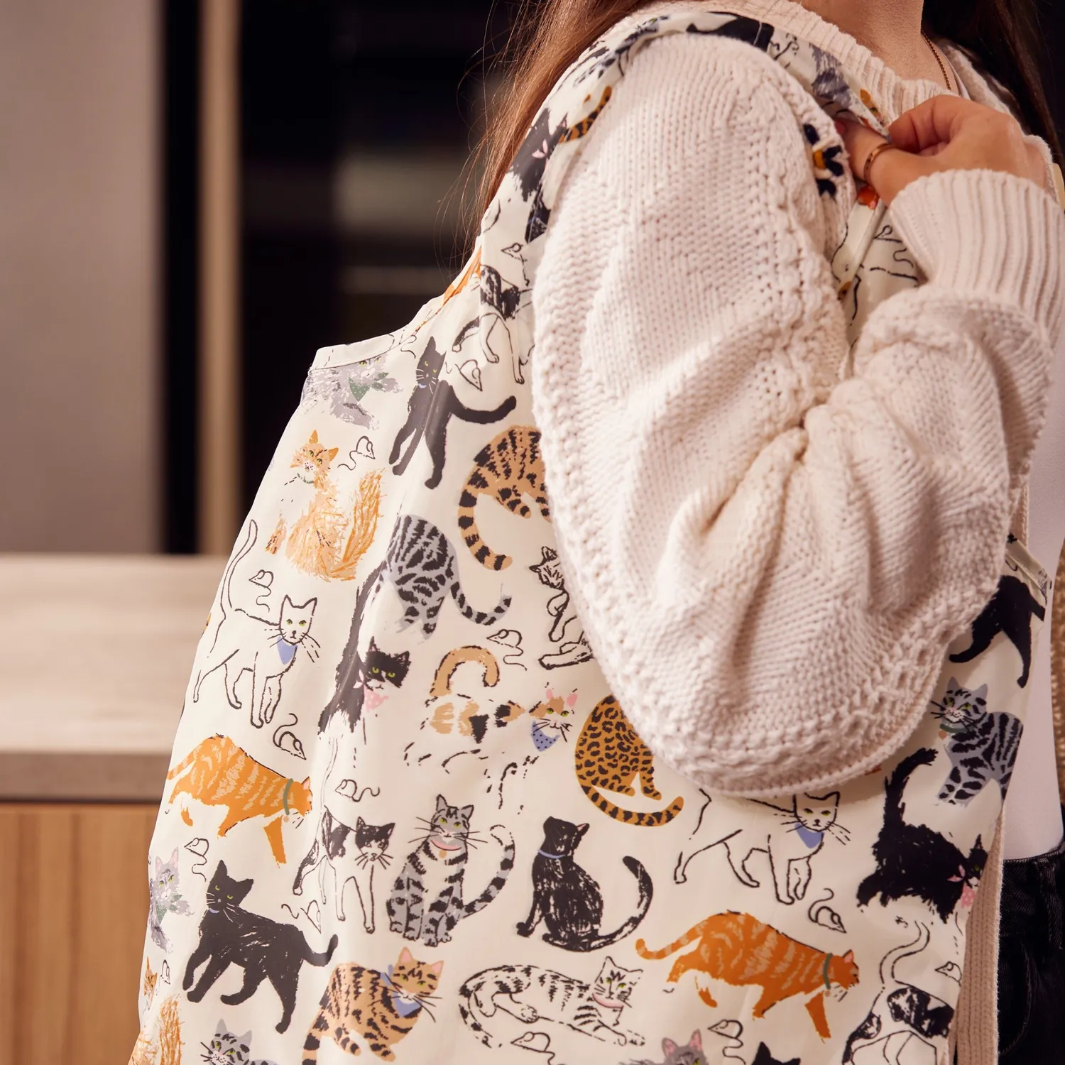 Ulster Weavers Feline Friends foldbar mulepose medium grå