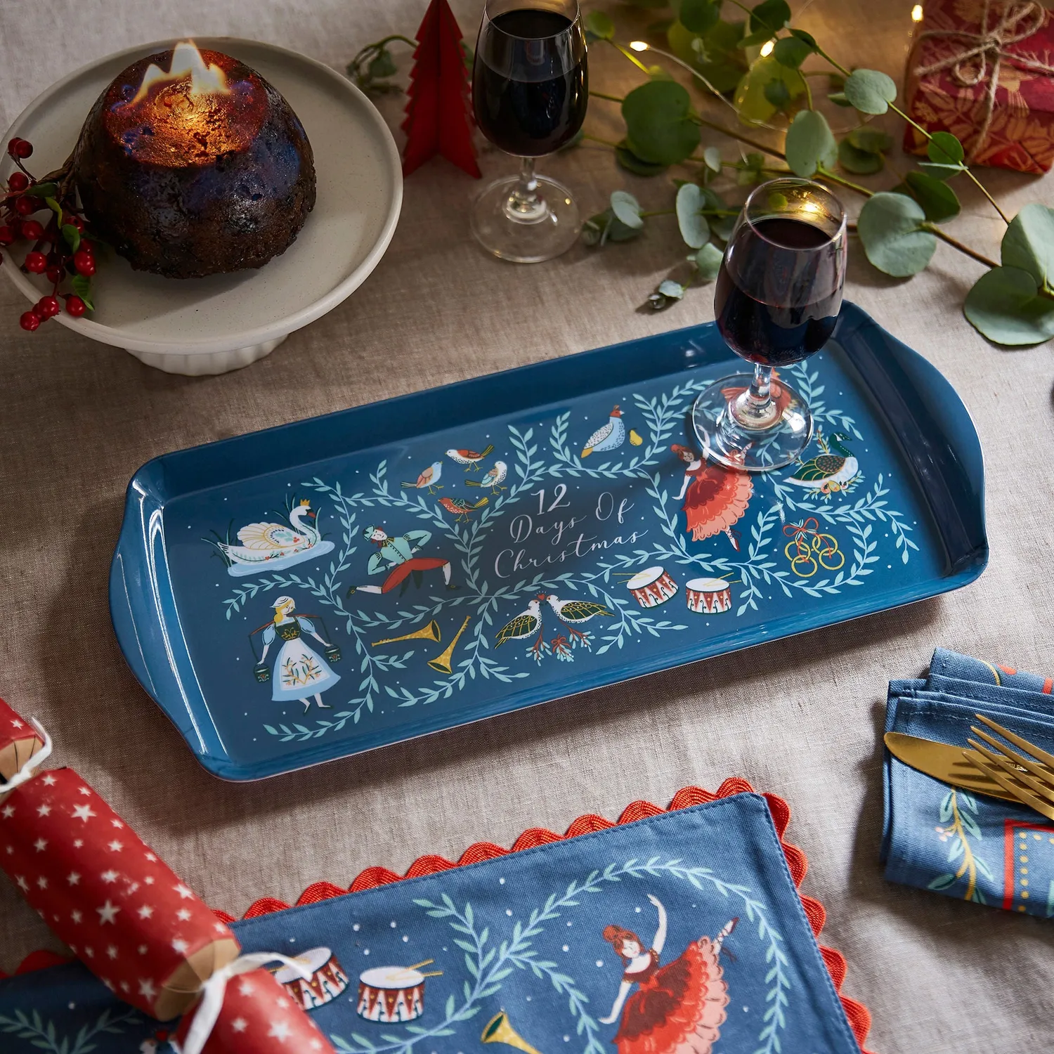 Ulster Weavers 12 Days of Christmas serveringsbakke blå