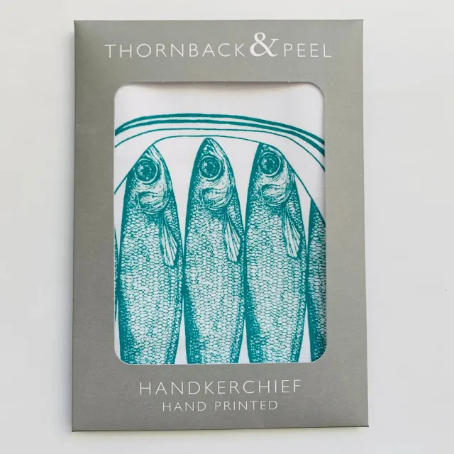 Thornback & Peel Single Sardine lommetørklæde 40x40 cm blå