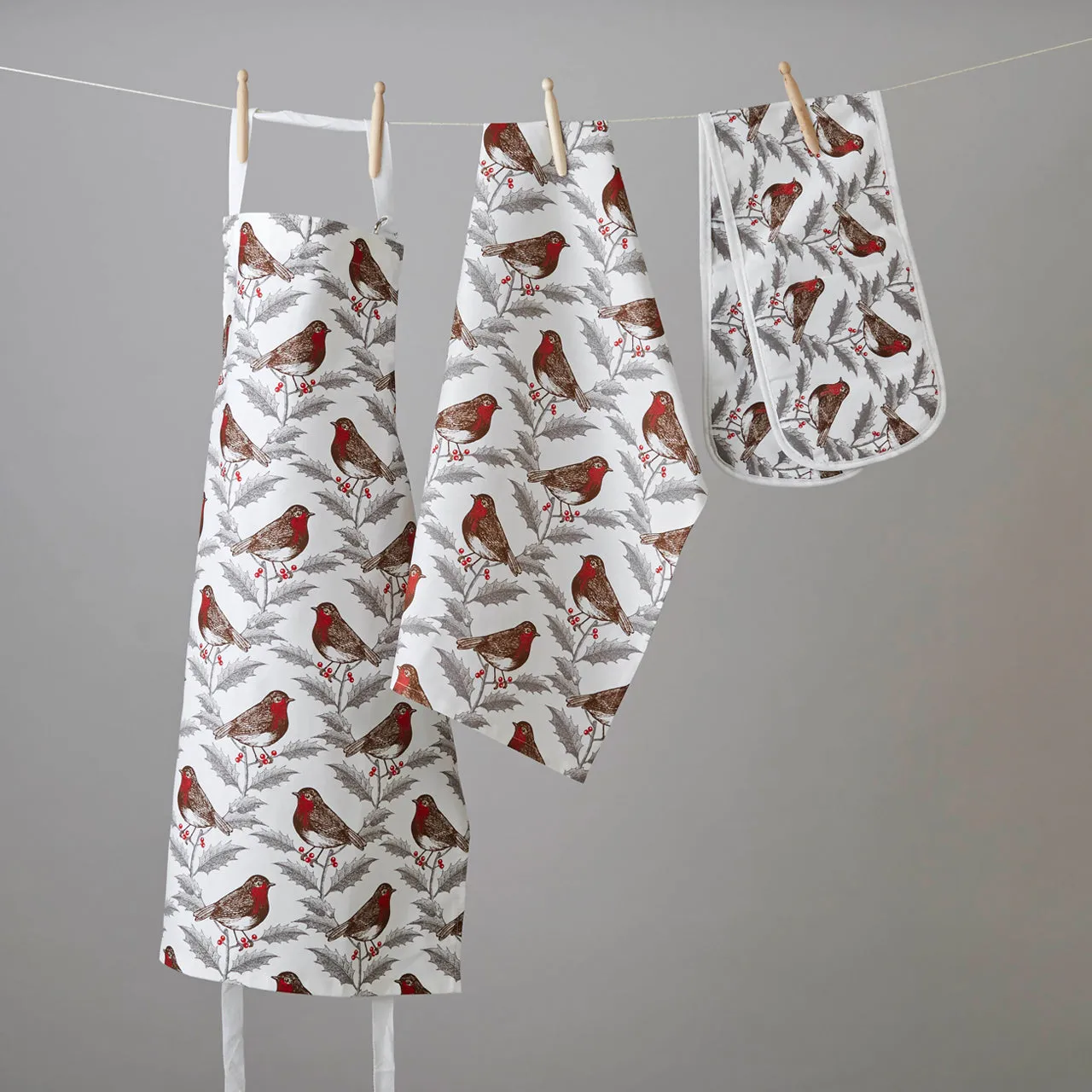 Thornback & Peel Robin & Holly ovnhandske dobbelt jul