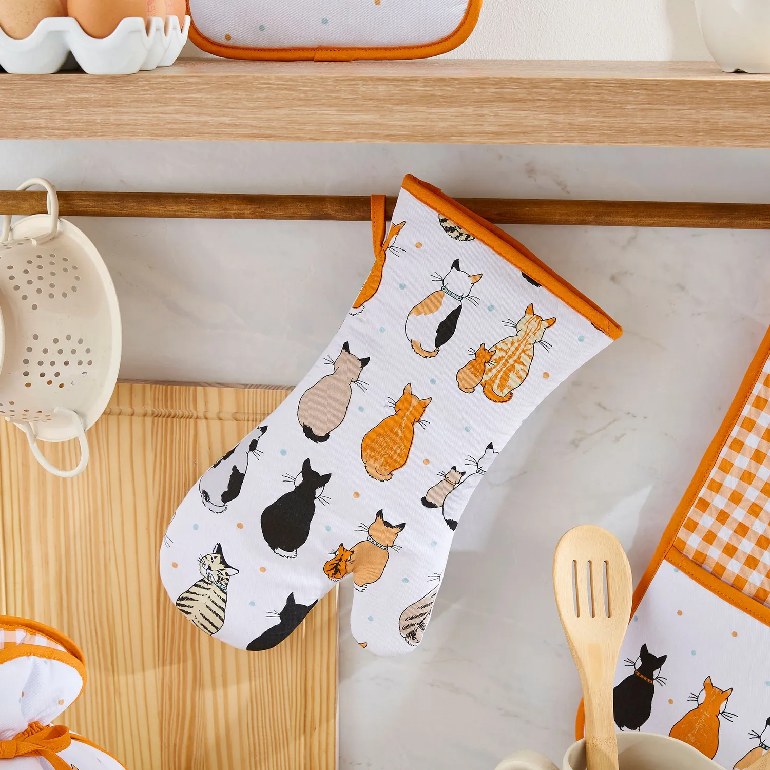 Ulster Weavers Cats in Waiting ovnhandske orange bomuld
