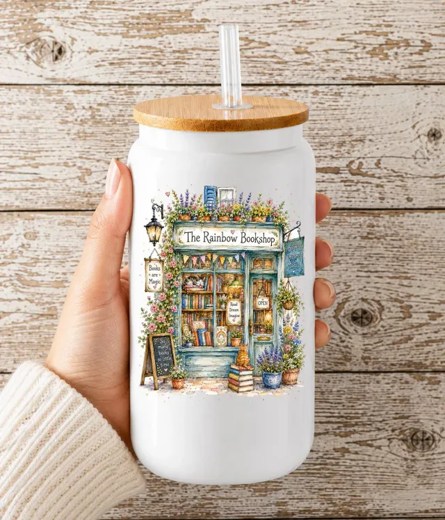 Avery Lane Gifts Whimsical Bookstore drikkeglas 473 ml med låg