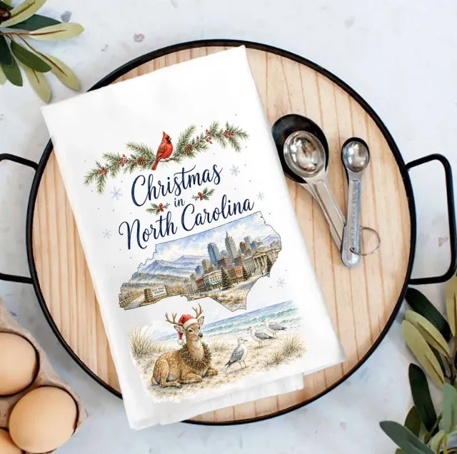 Avery Lane Gifts Christmas in North Carolina viskestykke bomuld