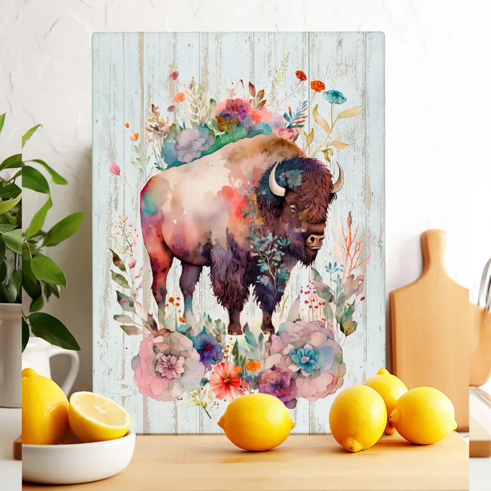 Avery Lane Gifts Western Buffalo Flowers skærebræt glas 28x38cm