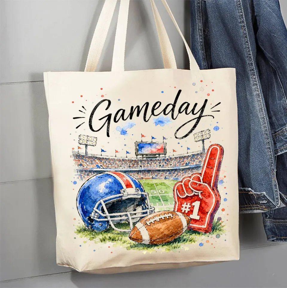 Avery Lane Gameday Football mulepose canvas blå rød