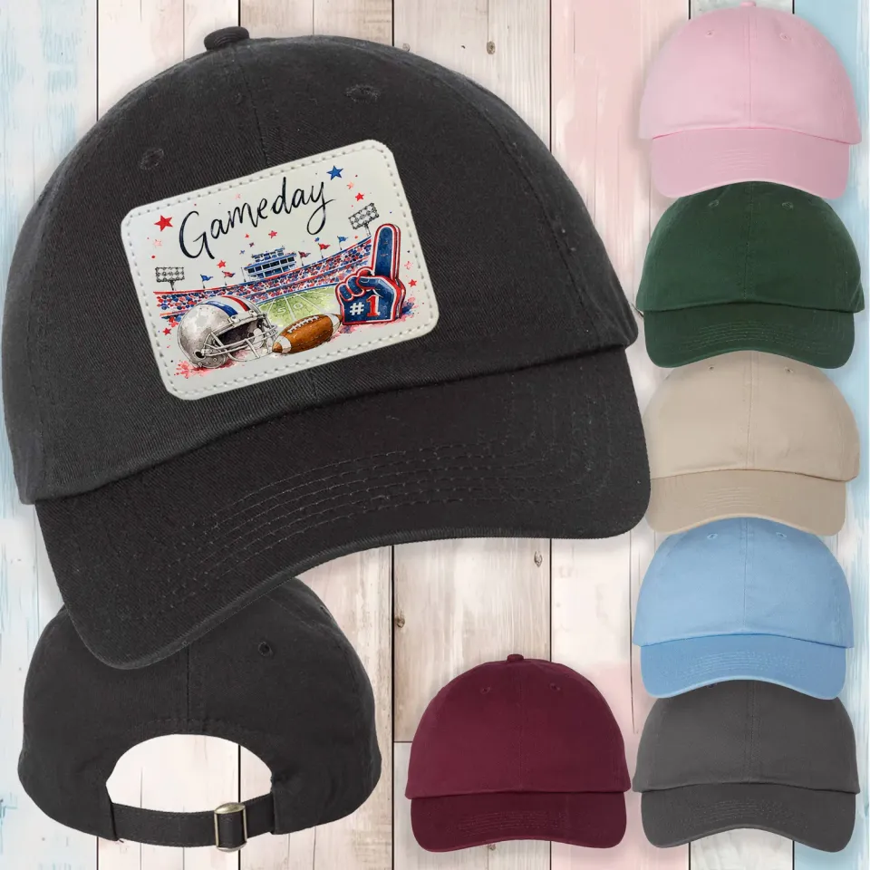 Gameday Football Navy Blue & Red baseball kasket sort bomuld