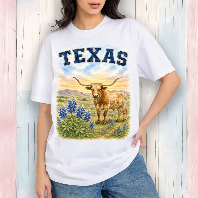 Avery Lane Gifts Texas State Map t-shirt hvid 100% bomuld souvenir
