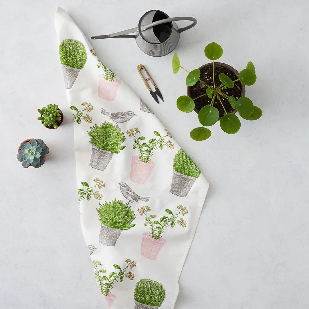 Thornback & Peel Cactus & Bird viskestykke hvid 50x70 cm