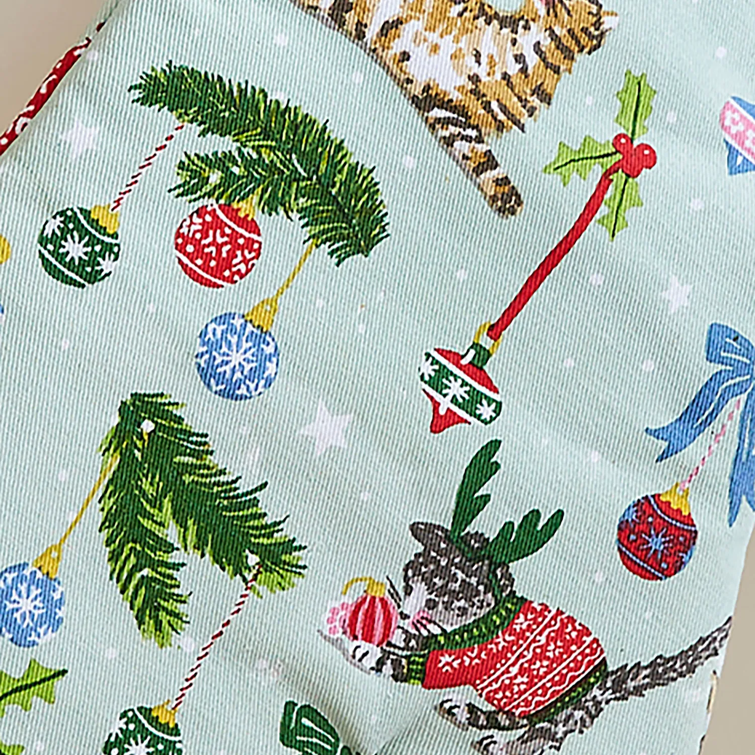 Ulster Weavers Christmas Cats ovnhandske seafoam bomuld