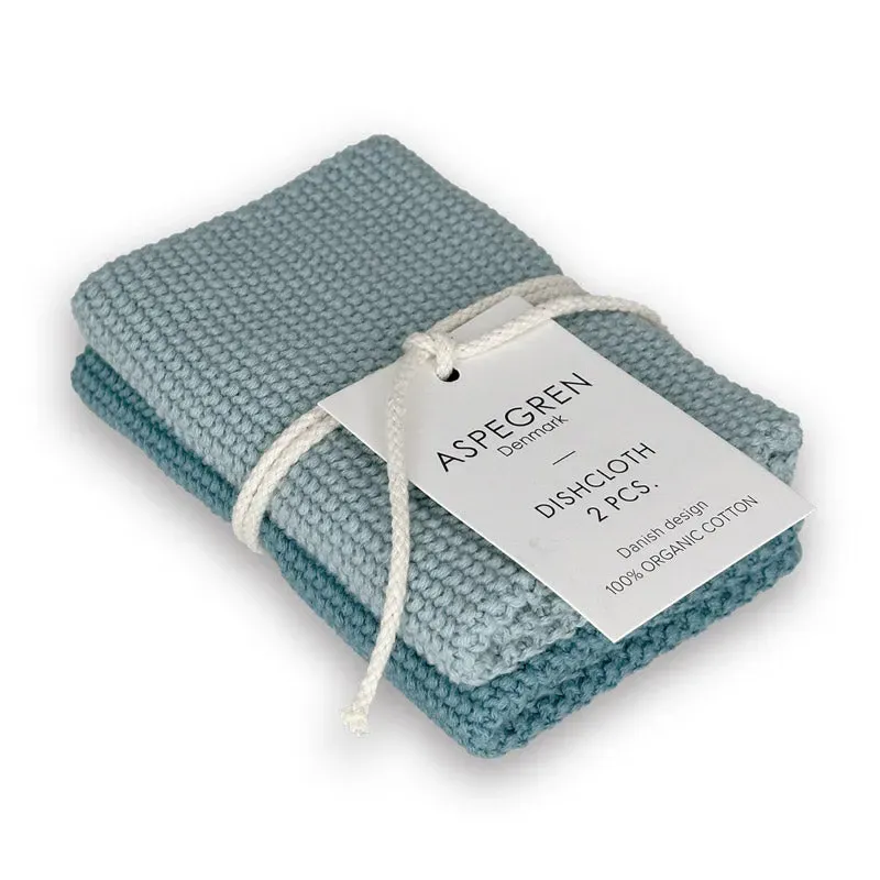 AspEgren Solid karklud 26x26 cm aqua 2 stk økologisk