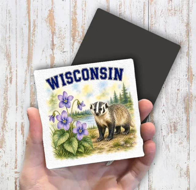 Avery Lane Gifts Wisconsin køleskabsmagnet 10x10 cm dyr