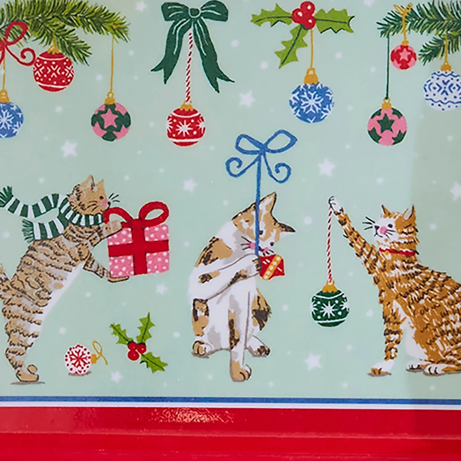 Ulster Weavers Christmas Cats lille bakke 21x14 cm seafoam