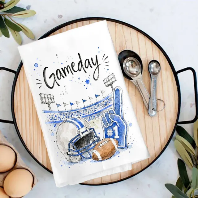 Avery Lane Gifts Gameday Football viskestykke sølv blå