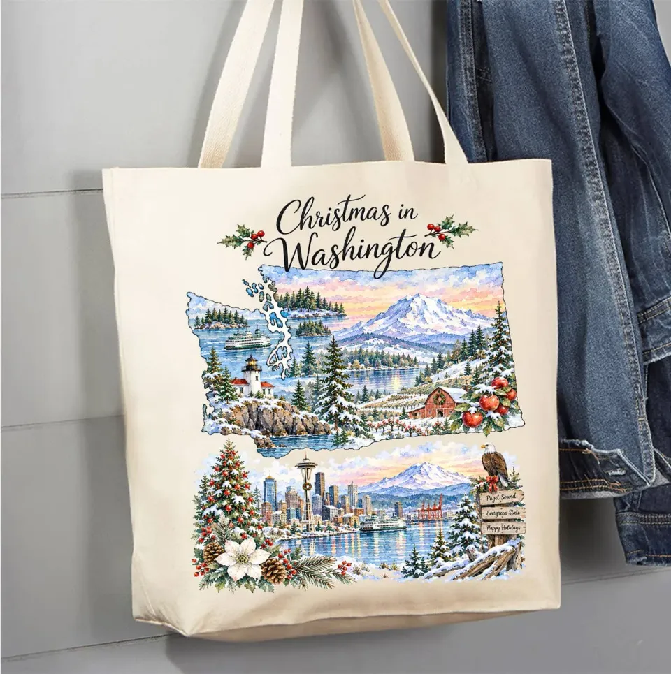 Avery Lane Gifts Christmas Washington State Map mulepose bomuld