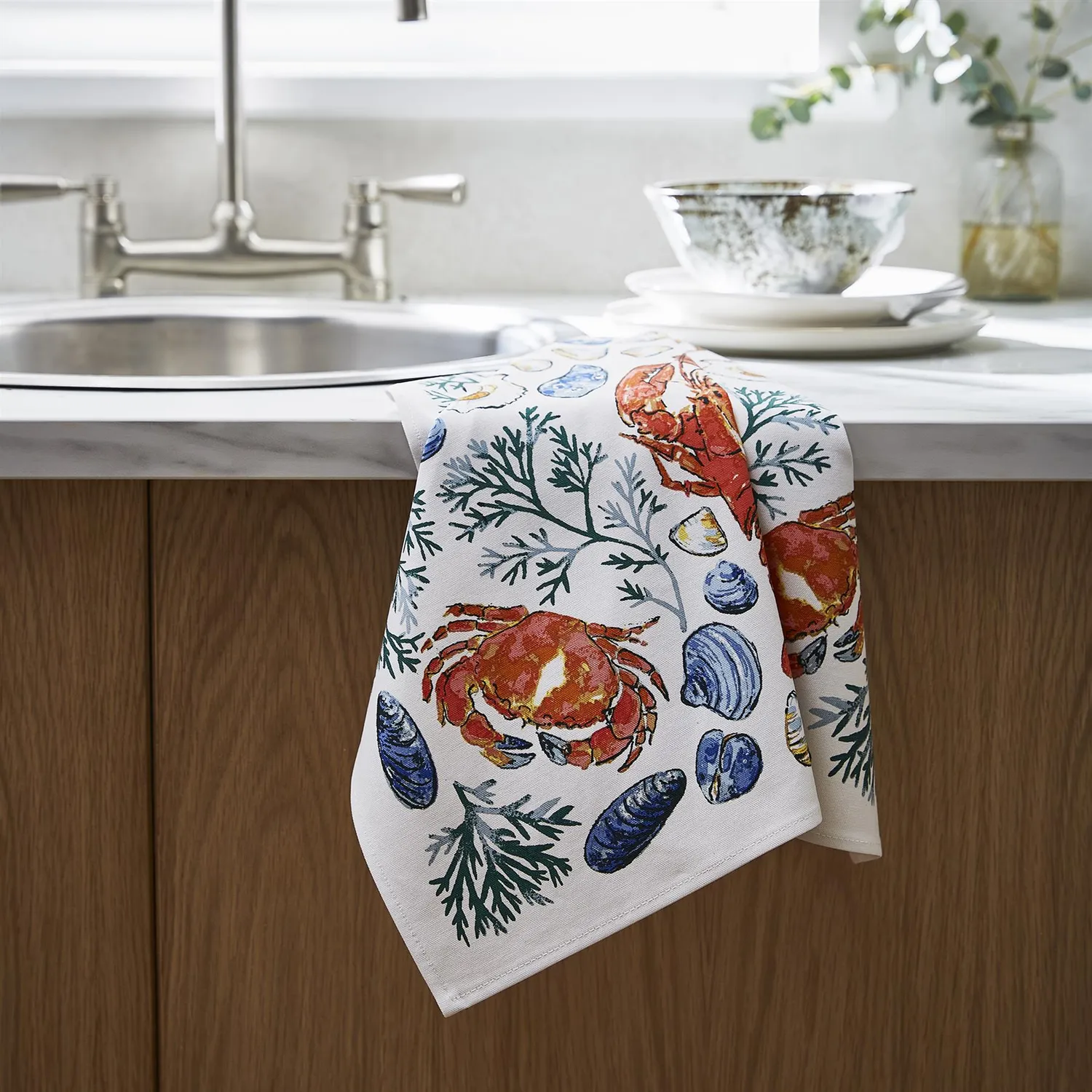 Ulster Weavers Shellfish viskestykke grøn bomuld