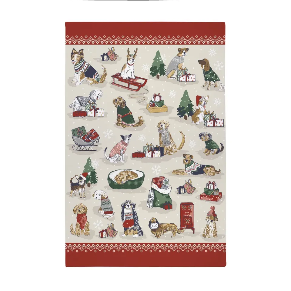 Ulster Weavers Merry Mutts viskestykke rød 100% bomuld