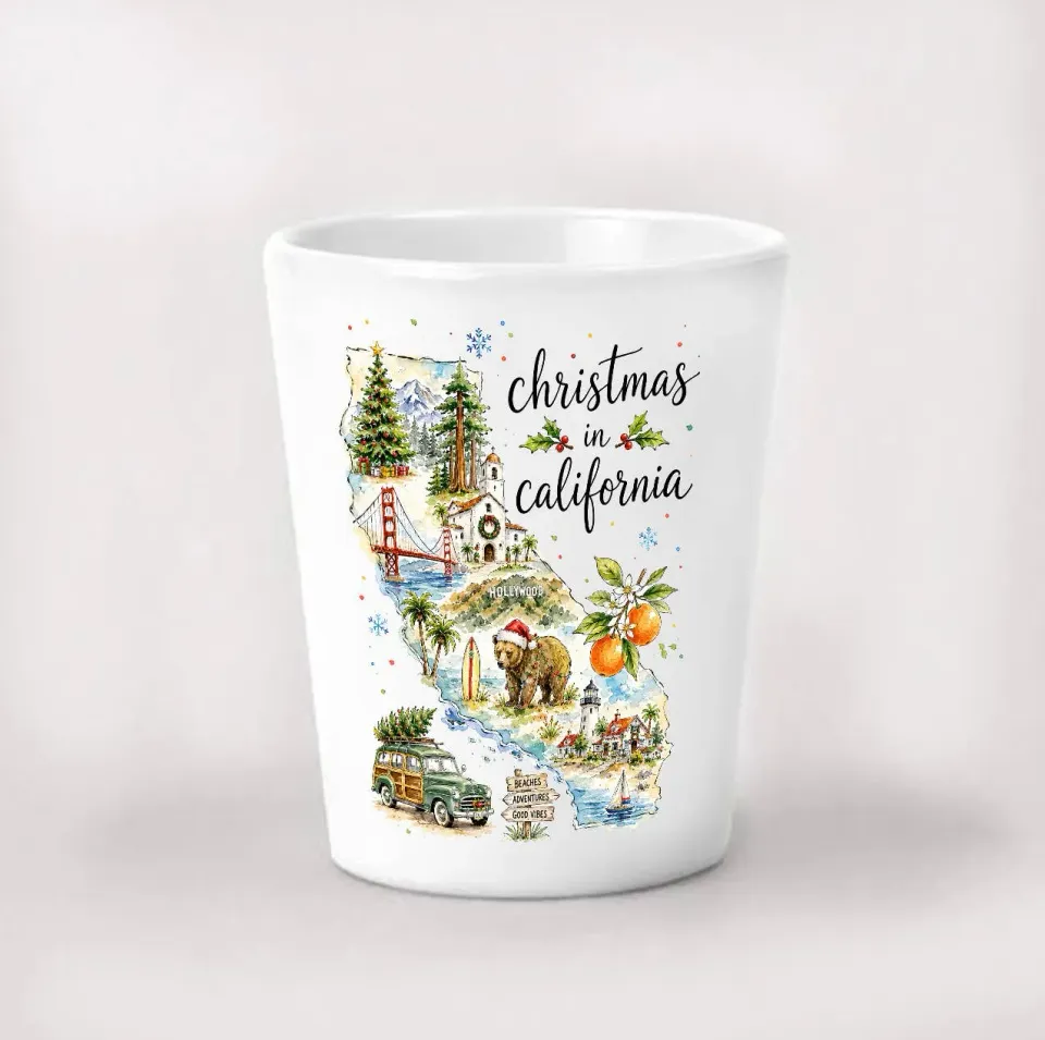 Avery Lane Gifts Christmas California shotglas keramik 4 cl
