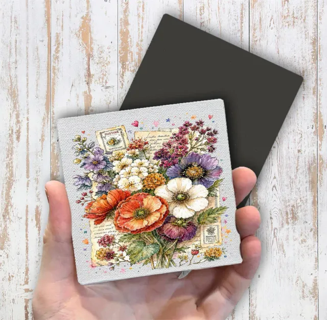 Avery Lane Gifts Vintage Flowers magnet 10x10 cm blomster