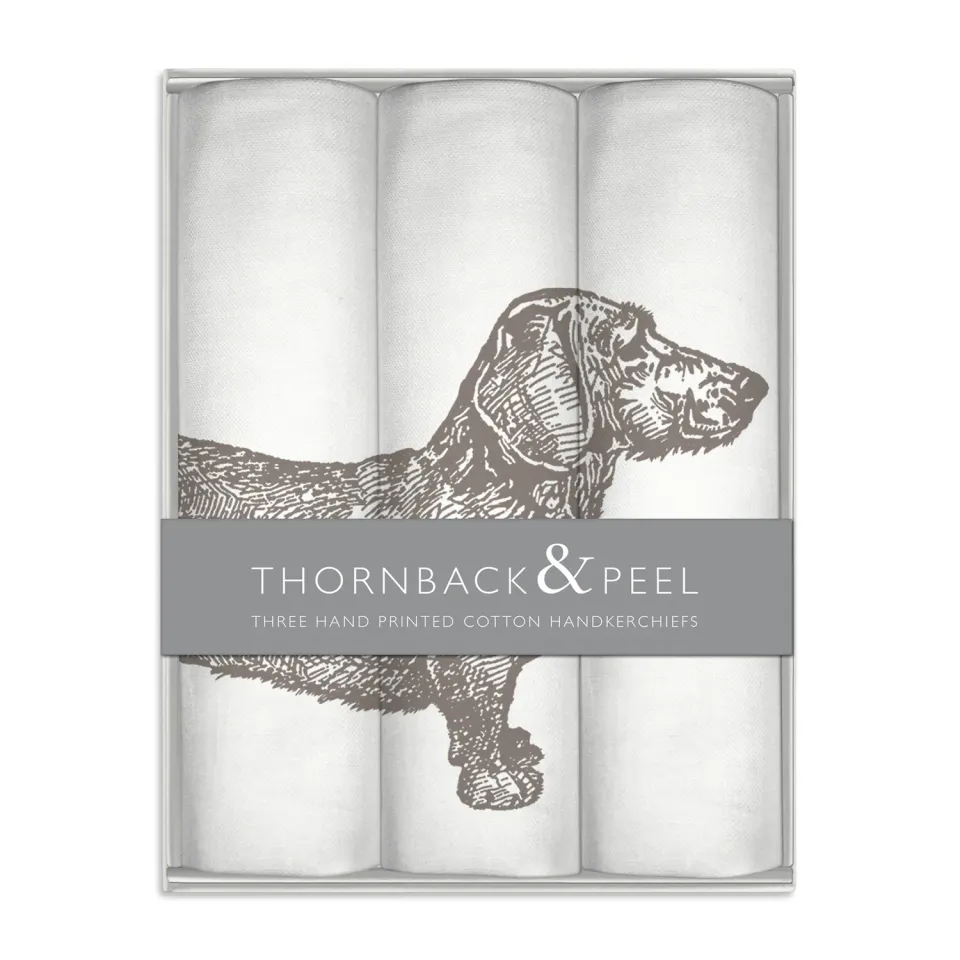 Thornback & Peel Dog lommetørklæder 3 stk bomuld gravhund