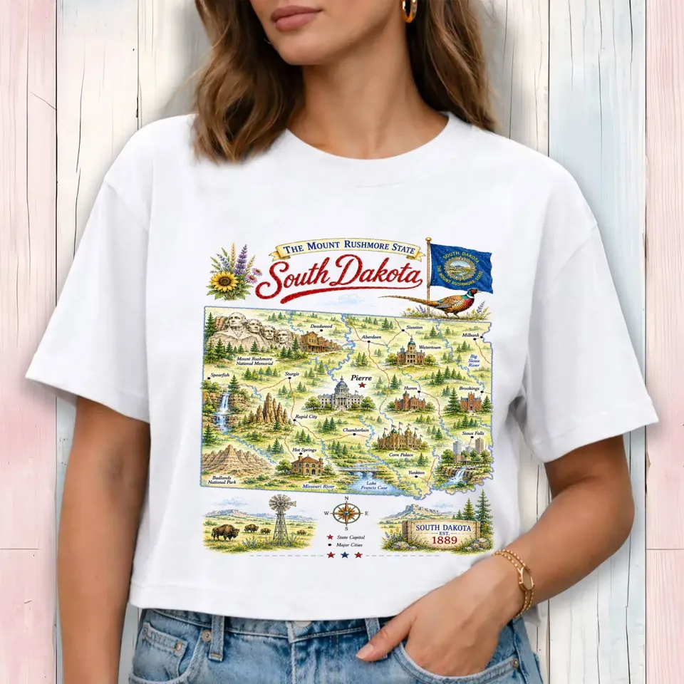 Avery Lane Gifts South Dakota Landmark cropped t-shirt hvid S bomuld