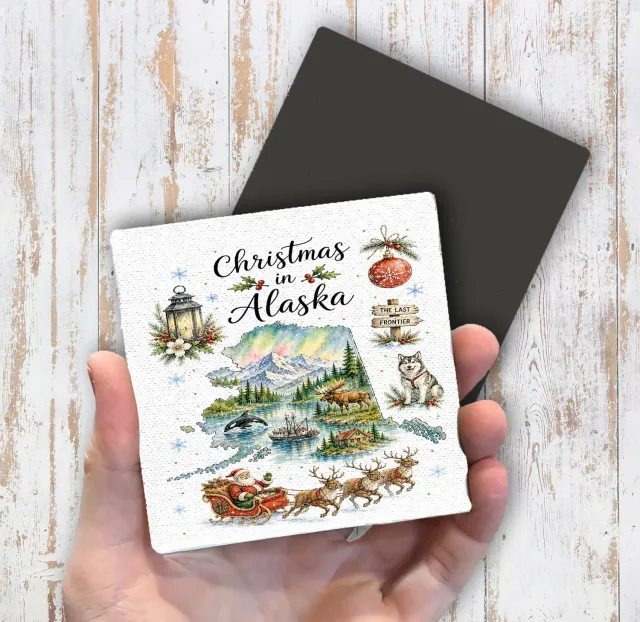 Avery Lane Gifts Christmas in Alaska køleskabsmagnet 10 cm canvas