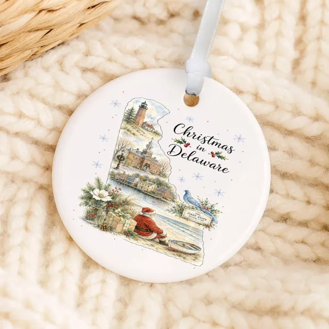 Avery Lane Gifts Delaware julepynt porcelæn 7,6 cm kort