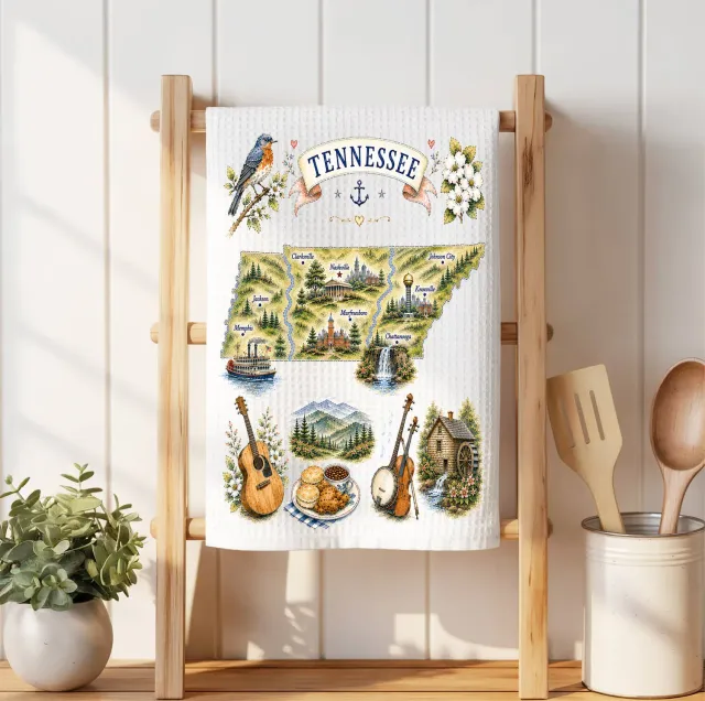Avery Lane Gifts Tennessee State Map viskestykke mikrofiber