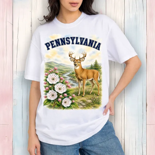 Avery Lane Gifts Pennsylvania Bird Animal T-shirt hvid bomuld