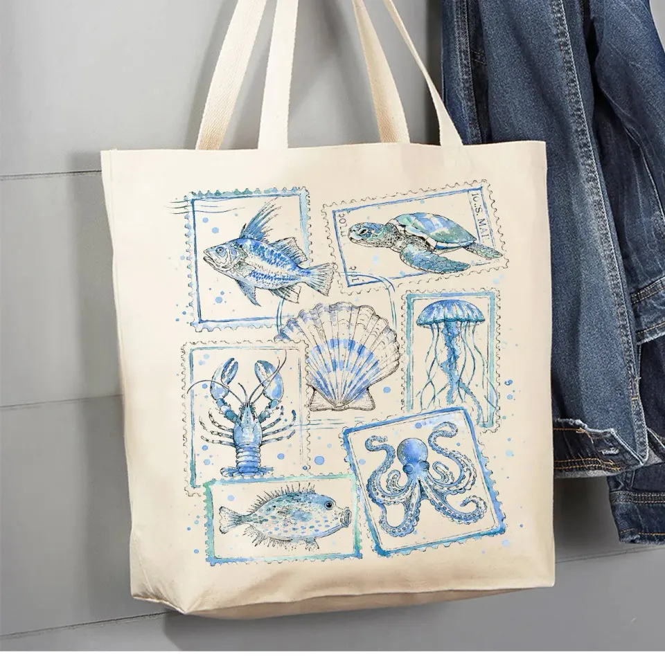 Avery Lane Gifts Coastal Blue mulepose kanvas frimærker