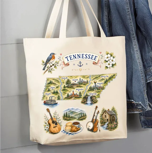 Avery Lane State Map Tennessee mulepose 100% bomuld
