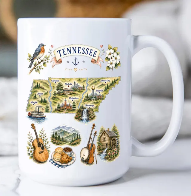 Avery Lane Gifts Tennessee krus hvid keramik 443 ml