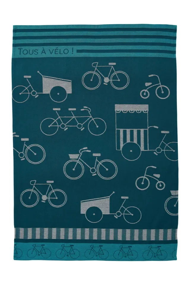 Coucke All by Bike viskestykke blå bomuld 50x75 jacquard