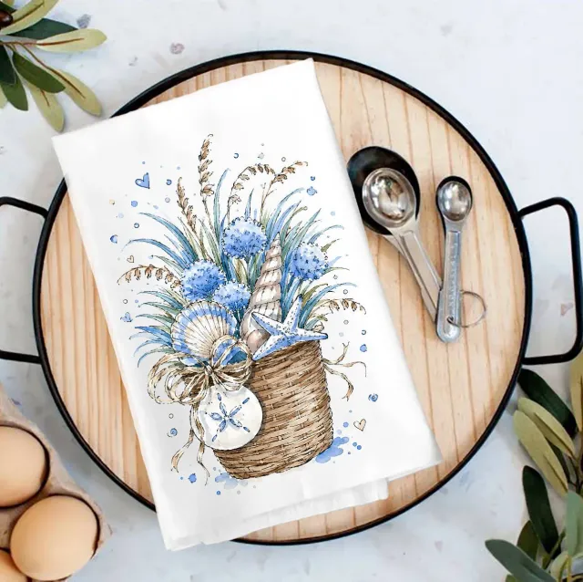 Avery Lane Gifts Coastal Blue Baskets viskestykke muslinger