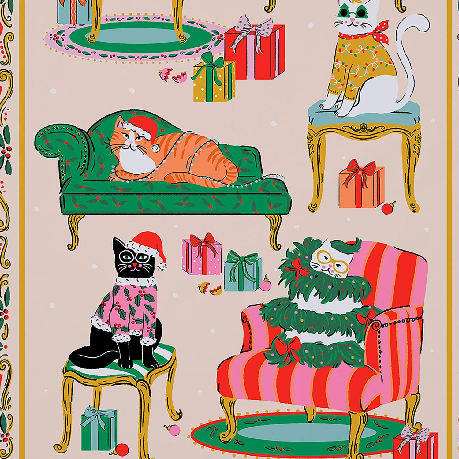 Ulster Weavers Cool Cats viskestykke flerfarvet bomuld