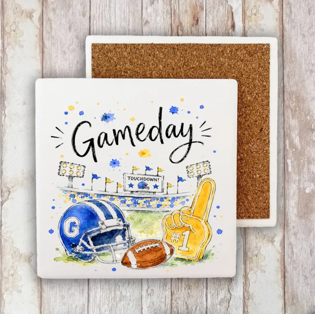 Avery Lane Gifts Gameday Football Royal Blue Gold bordskåner sten