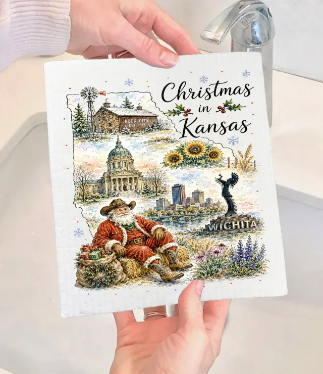Avery Lane Gifts Christmas Kansas State Map karklud 17x20 cm