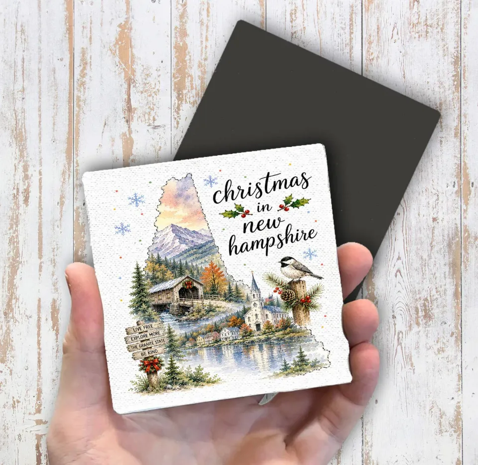 Avery Lane Gifts Christmas New Hampshire State Map magnet