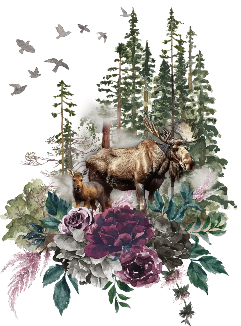Avery Lane Gifts Moose Trees t-shirt vildmark bomuld